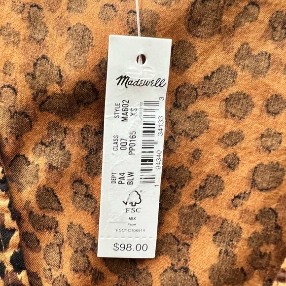 Madewell Painted Leopard Flutter Sleeve Wrap Mini Dress - Picture 5 of 6